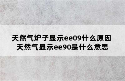 天然气炉子显示ee09什么原因 天然气显示ee90是什么意思